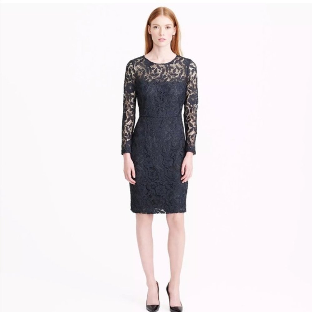 J. Crew Collection Black Label Floral Lace Embroidered Shift Dress Black Size 2
